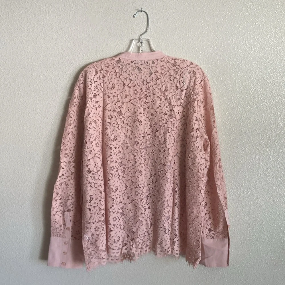 J.Crew Button-Up Lace Top in Mauve Blush (Size 18)